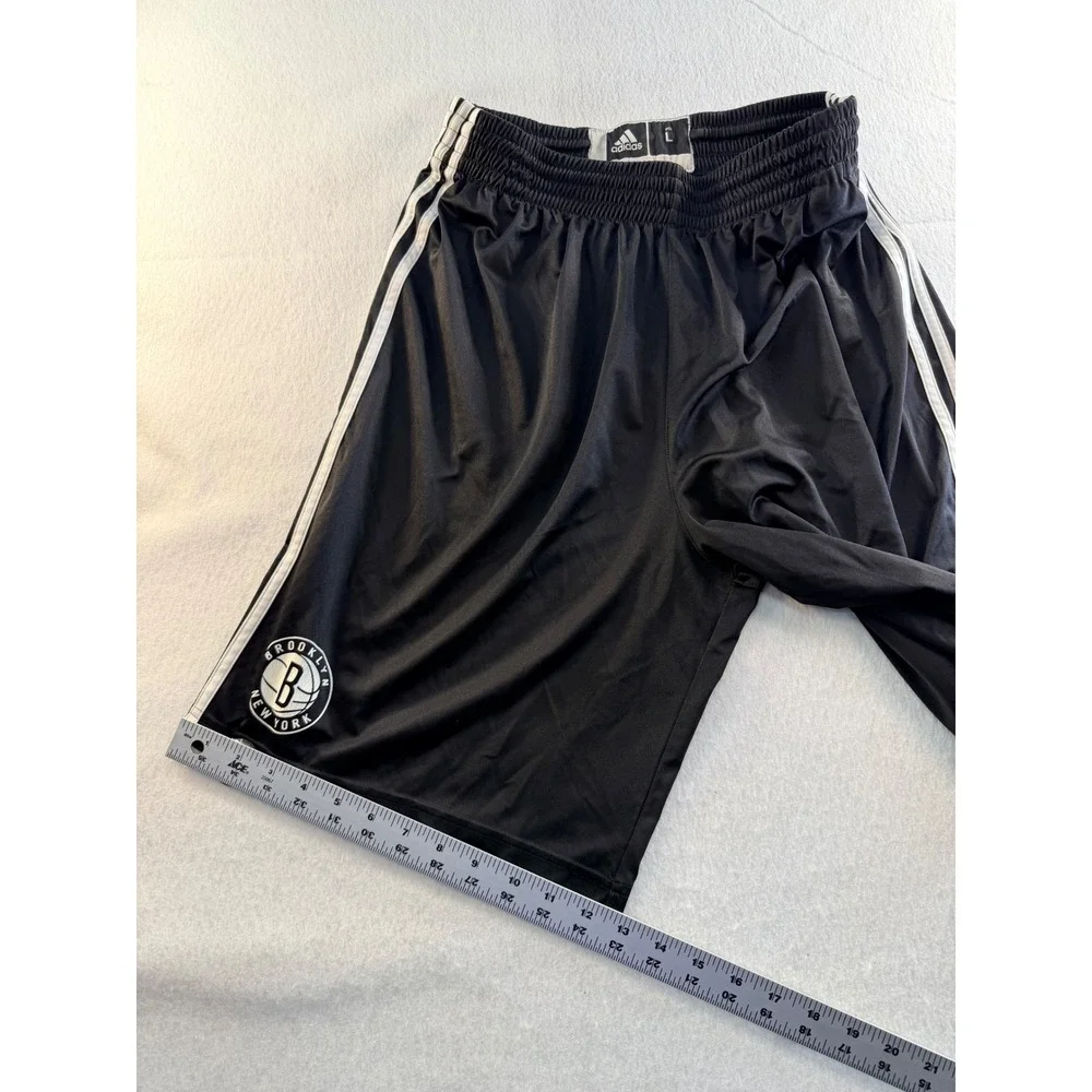 Adidas Brooklyn Nets Basketball Shorts Black White Striped Mens Large Climalite